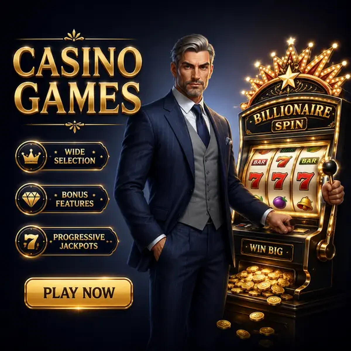 Caça-níquel brilhante do Billionaire Spin Casino Games com jogos de cassino e emoção de jackpot
